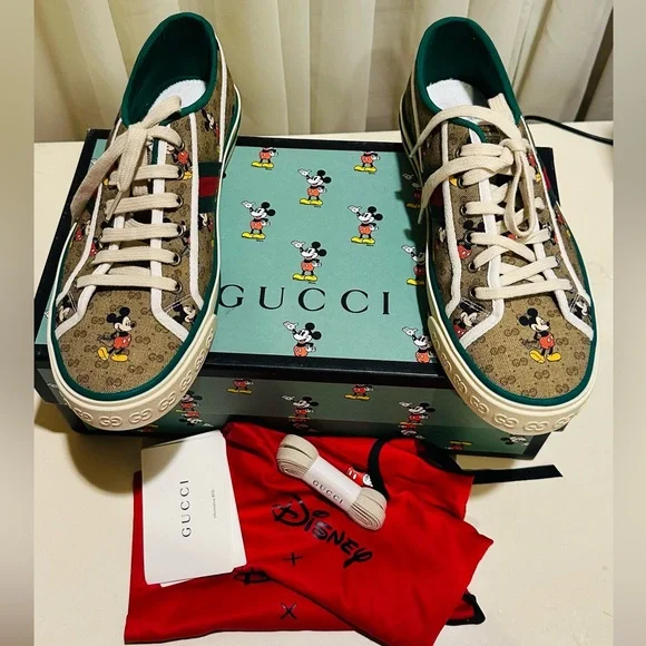 Gucci Disney Mickey Tennis 1977 GG Print Men’s Sneakers Size 9+US / UK 8.5